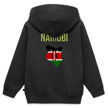 Nairobi Fischerhut - Kinder Premium Organic Zip Hoodie - Schwarz - Hinten - AI Model Kid Male (0cm)