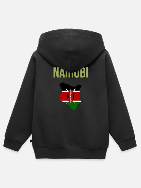 Nairobi Fischerhut - Premium børne zip-hættetrøje økologisk - sort