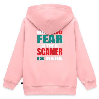 N’ayez pas peur que l’escroc soit là Tenue - Sweat Premium à capuche zippé enfant bio - rose - Dos - AI Model Kid Female (0cm)