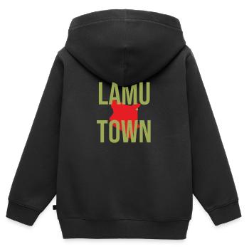 Lamu Town - Kinder Premium Organic Zip Hoodie - Schwarz - Hinten - AI Model Kid Male (0cm)