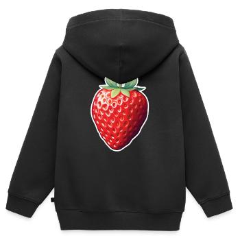 Erdbeere fruchtig - Kinder Premium Organic Zip Hoodie - Schwarz - Hinten - AI Model Kid Male (0cm)