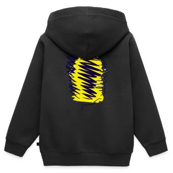 Dunkelblau-gelbe Abstraktheit auf schwarzem Shirt - Kinder Premium Organic Zip Hoodie - Schwarz - Hinten - AI Model Kid Male (0cm)