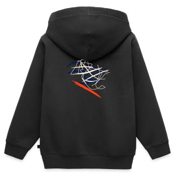 Abstrakt kleiden Abstrakter Kleidungsstil - Kinder Premium Organic Zip Hoodie - Schwarz - Hinten - AI Model Kid Male (0cm)