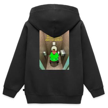 Quand ta mère demande, - Sweat Premium à capuche zippé enfant bio - noir - Dos - AI Model Kid Male (0cm)