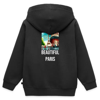 Beautiful Paris - the beautiful Paris - Kids Premium Organic Zip-up Hoodie - black - Back - AI Model Kid Male (0cm)