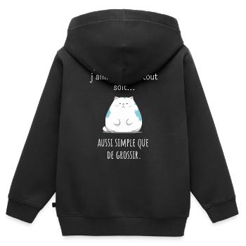 J'aimerais que tout soit simple que de grossir - Sweat Premium à capuche zippé enfant bio - noir - Dos - AI Model Kid Male (0cm)