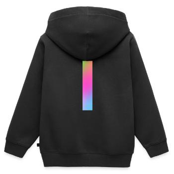 Regenbogenstreifen durch die Mitte - Kinder Premium Organic Zip Hoodie - Schwarz - Hinten - AI Model Kid Male (0cm)