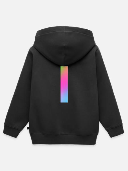 Regenbogenstreifen durch die Mitte - Kinder Premium Organic Zip Hoodie - Schwarz