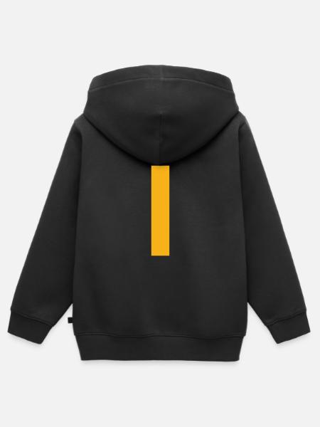 Oranje streep door het middelste shirt - Kinder Premium zip hoodie biologisch - zwart