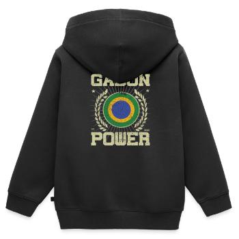 Cool Gabon, Design - Sweat Premium à capuche zippé enfant bio - noir - Dos - AI Model Kid Male (0cm)