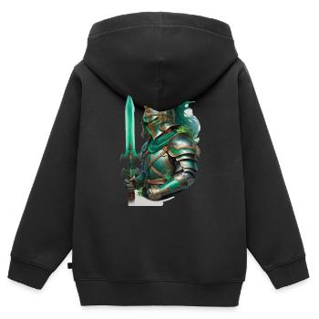 Chevalier en armure vêtu d’un vert vif - Sweat Premium à capuche zippé enfant bio - noir - Dos - AI Model Kid Male (0cm)