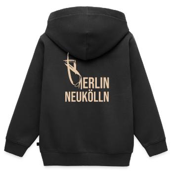 Berlin Neukölln - Kinder Premium Organic Zip Hoodie - Schwarz - Hinten - AI Model Kid Male (0cm)