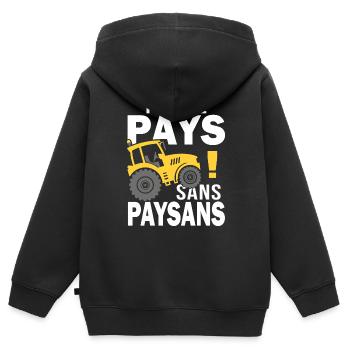 pas de pays sans paysan Tracteur agriculteur - Sweat Premium à capuche zippé enfant bio - noir - Dos - AI Model Kid Male (0cm)