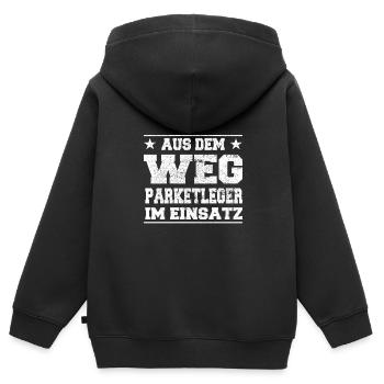 À l’écart des couches de parquet en cours d’utilisation Design - Sweat Premium à capuche zippé enfant bio - noir - Dos - AI Model Kid Male (0cm)