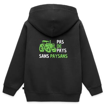 Pas De Pays Sans Paysans Jaune - Sweat Premium à capuche zippé enfant bio - noir - Dos - AI Model Kid Male (0cm)