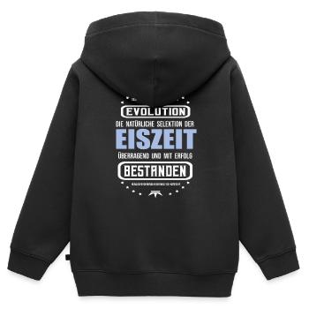Eiszeit überragend und mit Erfolg bestanden. - Kinder Premium Organic Zip Hoodie - Schwarz - Hinten - AI Model Kid Male (0cm)