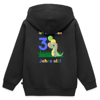3 Jahre, 3. Geburtstag, Geschenk - Kinder Premium Organic Zip Hoodie - Schwarz - Hinten - AI Model Kid Male (0cm)