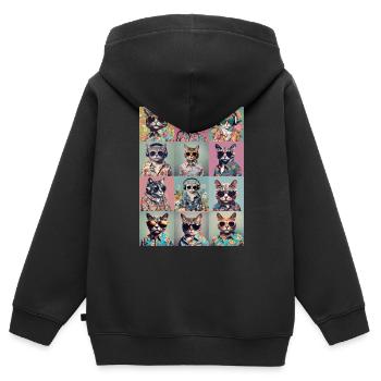 Coole Katzen - Kinder Premium Organic Zip Hoodie - Schwarz - Hinten - AI Model Kid Male (0cm)