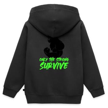 gorilla strong - Kinder Premium Organic Zip Hoodie - Schwarz - Hinten - AI Model Kid Male (0cm)