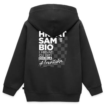 Hrvatska T-Shirt Croatia T-Shirt Croatia T-Shirt - Kids Premium Organic Zip-up Hoodie - black - Back - AI Model Kid Male (0cm)