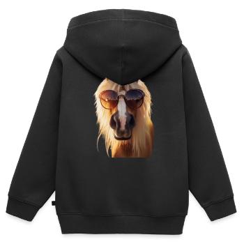 It's cool Haflinger - Kinder Premium Organic Zip Hoodie - Schwarz - Hinten - AI Model Kid Male (0cm)