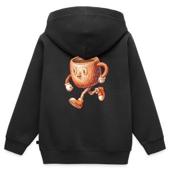 KAFFEE - Kinder Premium Organic Zip Hoodie - Schwarz - Hinten - AI Model Kid Male (0cm)