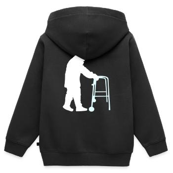 Rentner Opa Großvater Alt Opi Gehhilfe Hut Mantel - Kinder Premium Organic Zip Hoodie - Schwarz - Hinten - AI Model Kid Male (0cm)