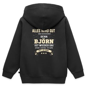 Alles wird gut denn Björn Ist da Outfit - Kinder Premium Organic Zip Hoodie - Schwarz - Hinten - AI Model Kid Male (0cm)