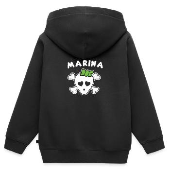 Design de marina pirate pour les filles et les femmes - Sweat Premium à capuche zippé enfant bio - noir - Dos - AI Model Kid Male (0cm)