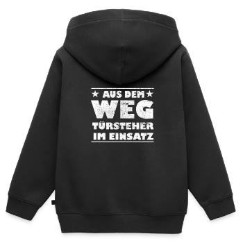 Videurs à l’écart dans la conception d’actions - Sweat Premium à capuche zippé enfant bio - noir - Dos - AI Model Kid Male (0cm)