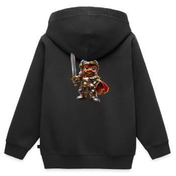 Chevalier Arthur #lovely toons - Sweat Premium à capuche zippé enfant bio - noir - Dos - AI Model Kid Male (0cm)
