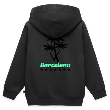 Barcelone - Sweat Premium à capuche zippé enfant bio - noir - Dos - AI Model Kid Male (0cm)