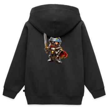 Knight #lovely toons - Sweat Premium à capuche zippé enfant bio - noir - Dos - AI Model Kid Male (0cm)