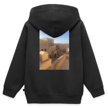 Festung Nizwa - Kinder Premium Organic Zip Hoodie - Schwarz - Hinten - AI Model Kid Male (0cm)