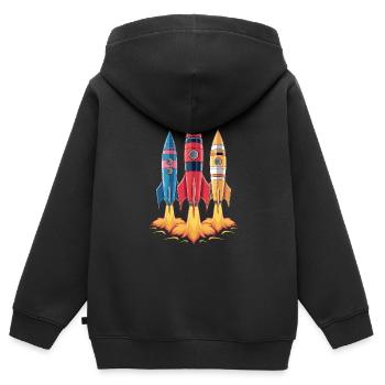 Colorful rockets Start the adventure - Kids Premium Organic Zip-up Hoodie - black - Back - AI Model Kid Male (0cm)
