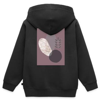 Affiche Geo Abst 1 - Sweat Premium à capuche zippé enfant bio - noir - Dos - AI Model Kid Male (0cm)