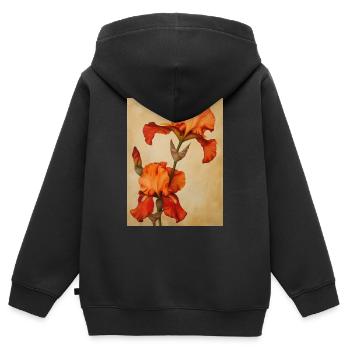Poster Canvas Sng Iris 36 - Kinder Premium Organic Zip Hoodie - Schwarz - Hinten - AI Model Kid Male (0cm)