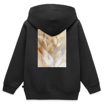 Gold Accent Leaves - Kinder Premium Organic Zip Hoodie - Schwarz - Hinten - AI Model Kid Male (0cm)