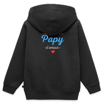 Papy d'amour cadeau personnalisé Grand-père - Sweat Premium à capuche zippé enfant bio - noir - Dos - AI Model Kid Male (0cm)