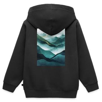 Affiche Geo Nature Paint 5 - Sweat Premium à capuche zippé enfant bio - noir - Dos - AI Model Kid Male (0cm)
