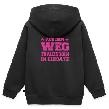 Aus dem Weg Trauzeugin im Einsatz Design - Kinder Premium Organic Zip Hoodie - Schwarz - Hinten - AI Model Kid Male (0cm)