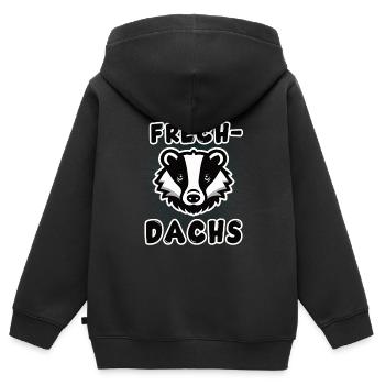 lustiges echter Frechdachs Design - Kinder Premium Organic Zip Hoodie - Schwarz - Hinten - AI Model Kid Male (0cm)