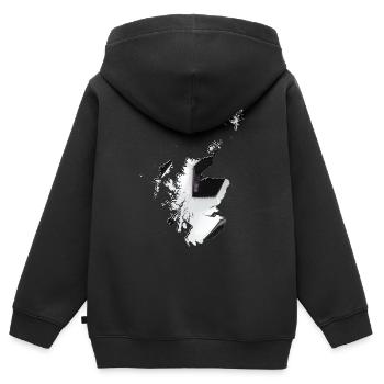 La carte de l’Écosse encadre le vrai football - Sweat Premium à capuche zippé enfant bio - noir - Dos - AI Model Kid Male (0cm)