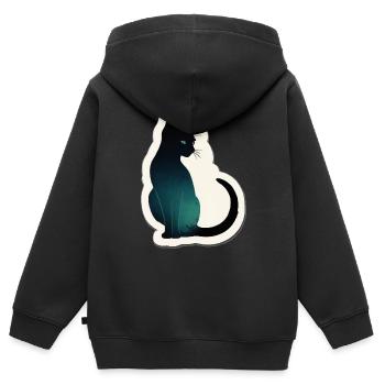 Silhouette de chat - Sweat Premium à capuche zippé enfant bio - noir - Dos - AI Model Kid Male (0cm)