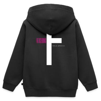 Vergebung Front - Kinder Premium Organic Zip Hoodie - Schwarz - Hinten - AI Model Kid Male (0cm)