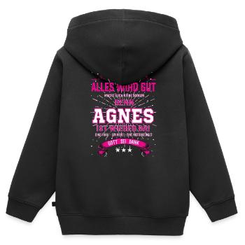 Alles wird gut denn Agnes Ist da Outfit - Kinder Premium Organic Zip Hoodie - Schwarz - Hinten - AI Model Kid Male (0cm)