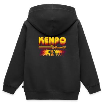 Cool Kenpo Karaté Rétro Design Hawaïen - Sweat Premium à capuche zippé enfant bio - noir - Dos - AI Model Kid Male (0cm)