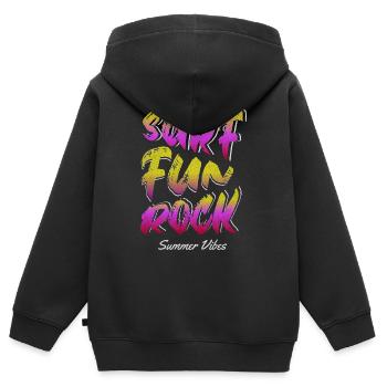 Surf Fun Rock - Kinder Premium Organic Zip Hoodie - Schwarz - Hinten - AI Model Kid Male (0cm)