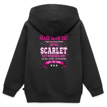 Tout ira bien parce que Scarlett est là - Sweat Premium à capuche zippé enfant bio - noir - Dos - AI Model Kid Male (0cm)
