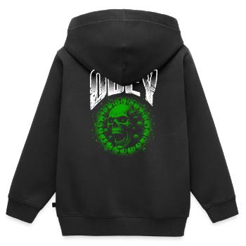 Obey Illustration Bold Green Virus Skull - Kids Premium Organic Zip-up Hoodie - black - Back - AI Model Kid Male (0cm)